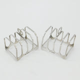 Pair of Sterling Silver Four-Bar Toast Racks Antique 1939 Birmingham Art Deco