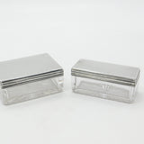 Pair of Victorian Sterling SIlver & Cut Glass Trinket Boxes 1875 London Antique