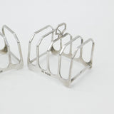 Pair of Sterling Silver Four-Bar Toast Racks Antique 1939 Birmingham Art Deco