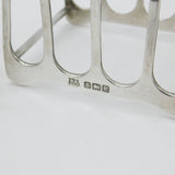 Pair of Sterling Silver Four-Bar Toast Racks Antique 1939 Birmingham Art Deco