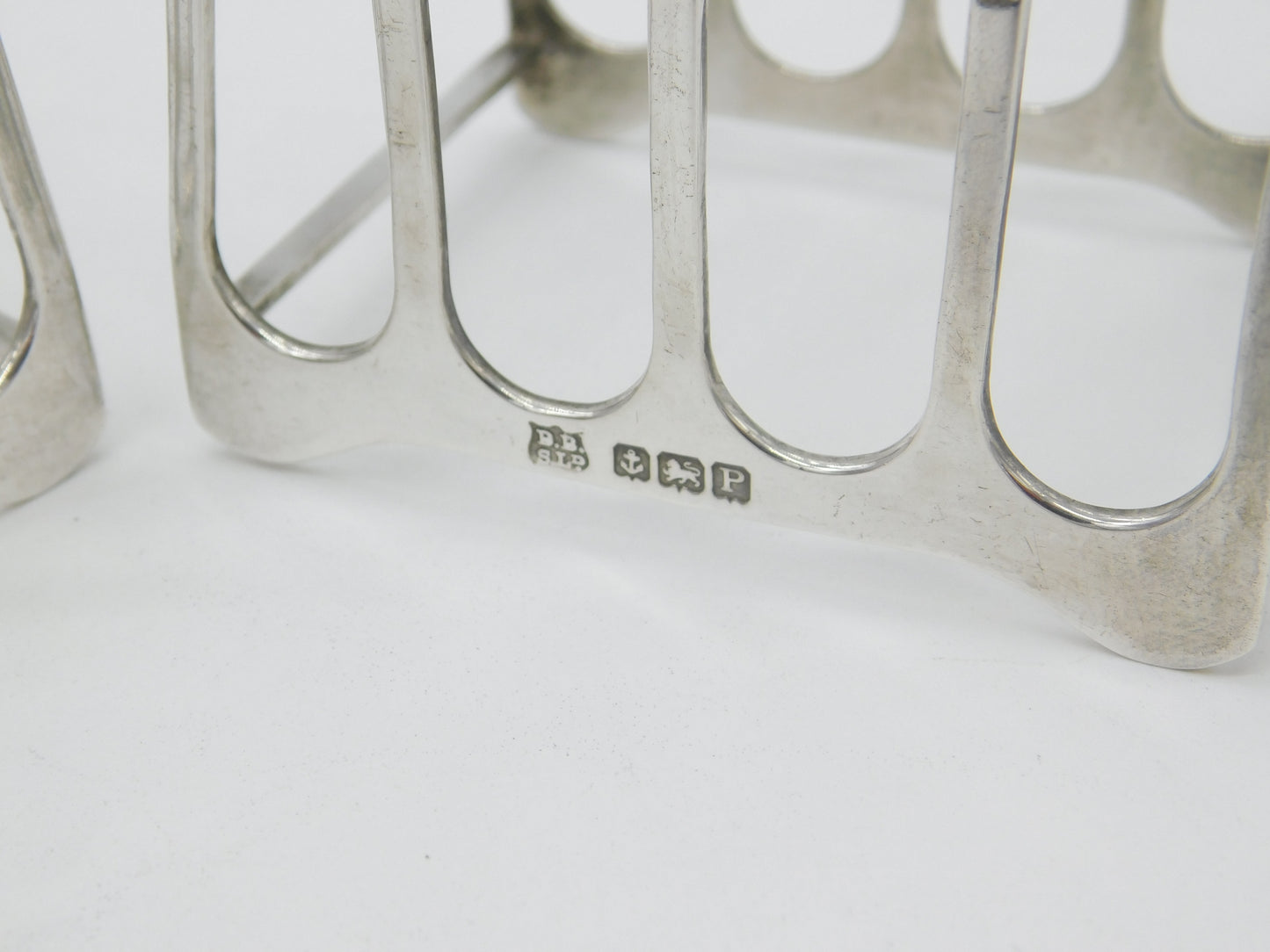 Pair of Sterling Silver Four-Bar Toast Racks Antique 1939 Birmingham Art Deco