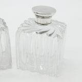 Pair of Victorian Sterling Silver Topped Swirling Glass Perfume Bottles c1850