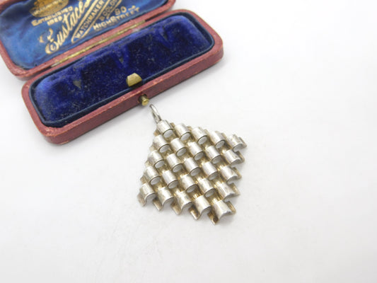 Finnish Sterling Silver Kupittaan Kulta Honeycomb Pendant Mid-Century c1950