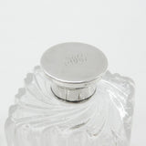 Pair of Victorian Sterling Silver Topped Swirling Glass Perfume Bottles c1850