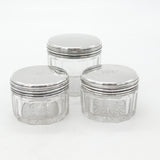 Georgian Set of 3 Sterling Silver Vanity Jars Antique 1836 London F. Douglas