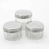 Georgian Set of 3 Sterling Silver Vanity Jars Antique 1836 London F. Douglas