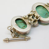 Sterling Silver, Turquoise, Pearl Taxco Style Panel Bracelet Vintage c1970