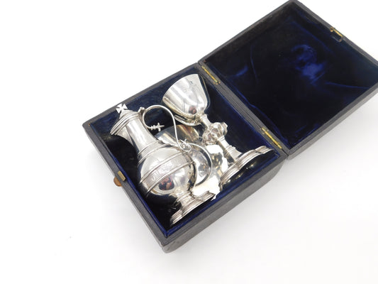 Boxed Victorian Sterling Silver Travelling Communion Set Antique 1877 London