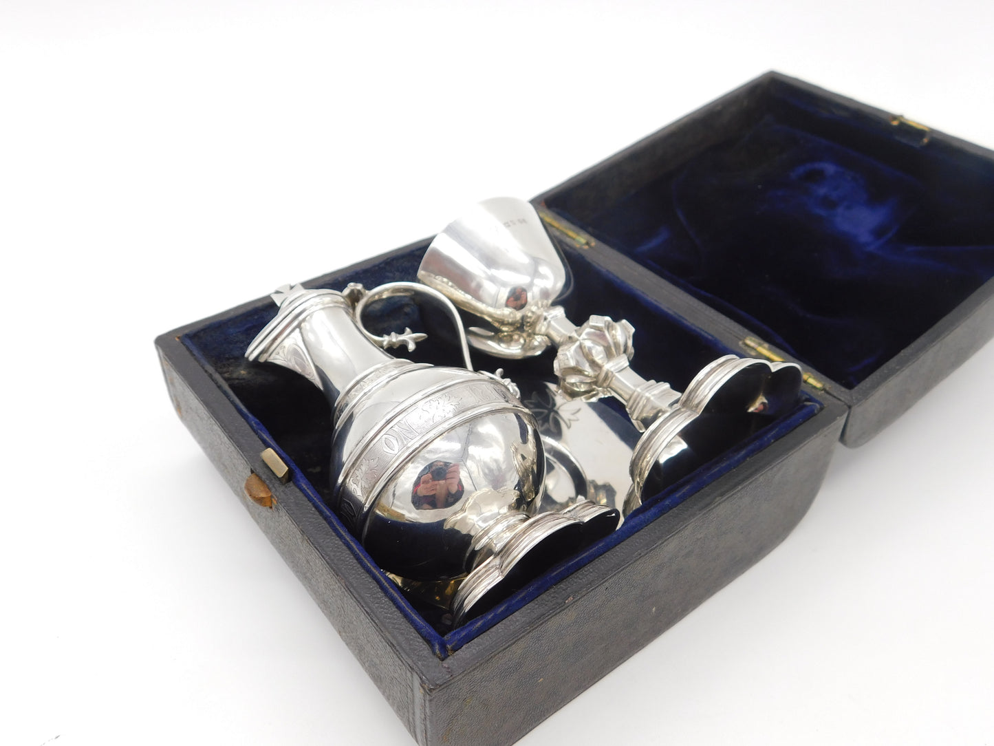 Boxed Victorian Sterling Silver Travelling Communion Set Antique 1877 London