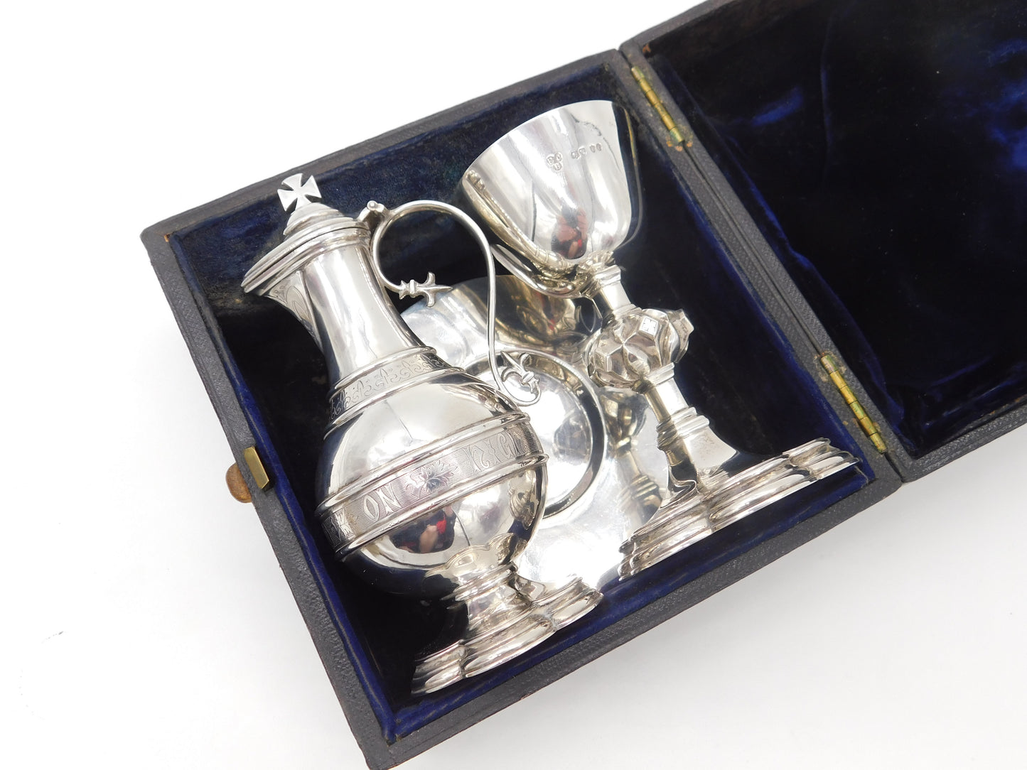 Boxed Victorian Sterling Silver Travelling Communion Set Antique 1877 London