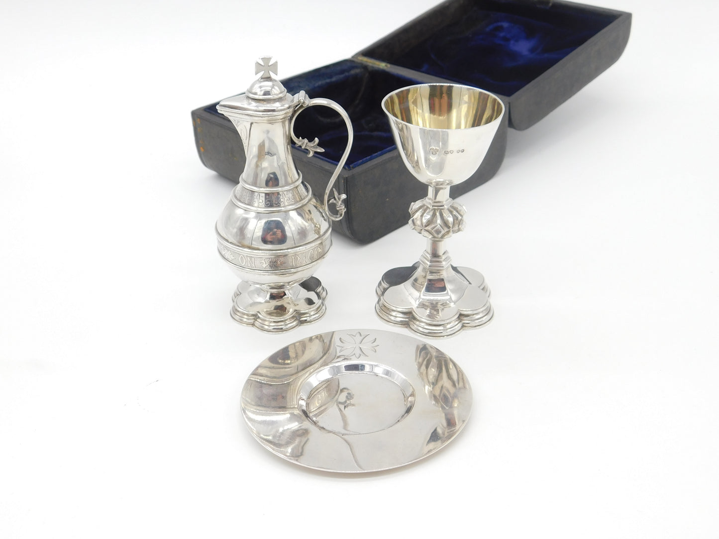 Boxed Victorian Sterling Silver Travelling Communion Set Antique 1877 London