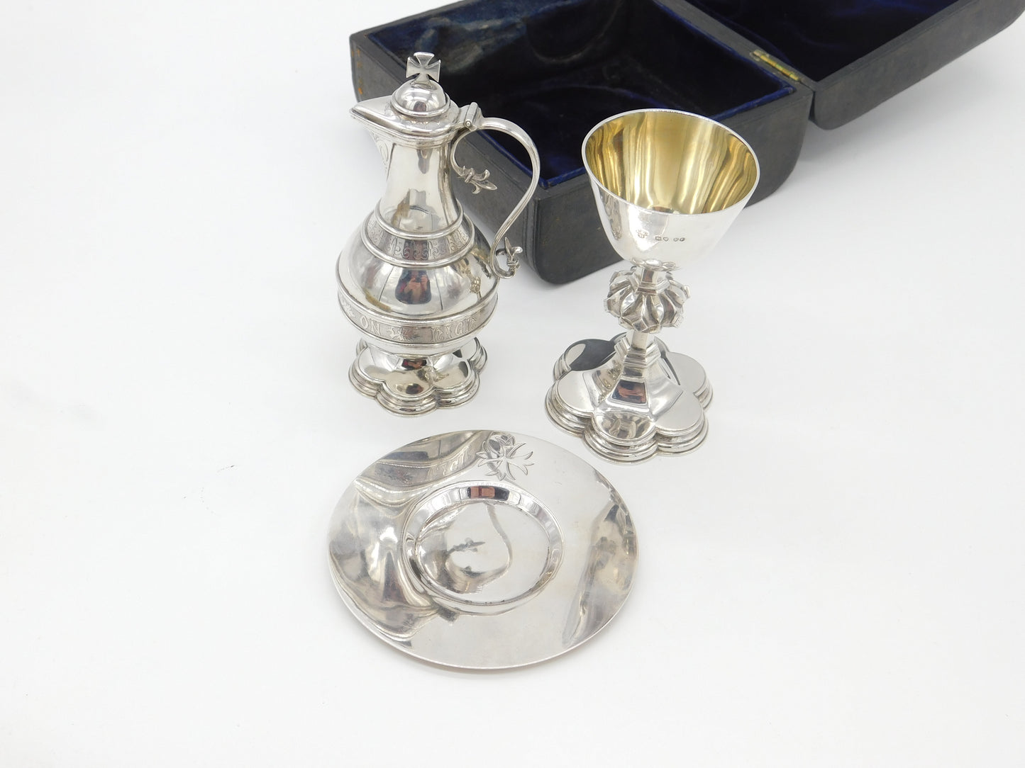 Boxed Victorian Sterling Silver Travelling Communion Set Antique 1877 London