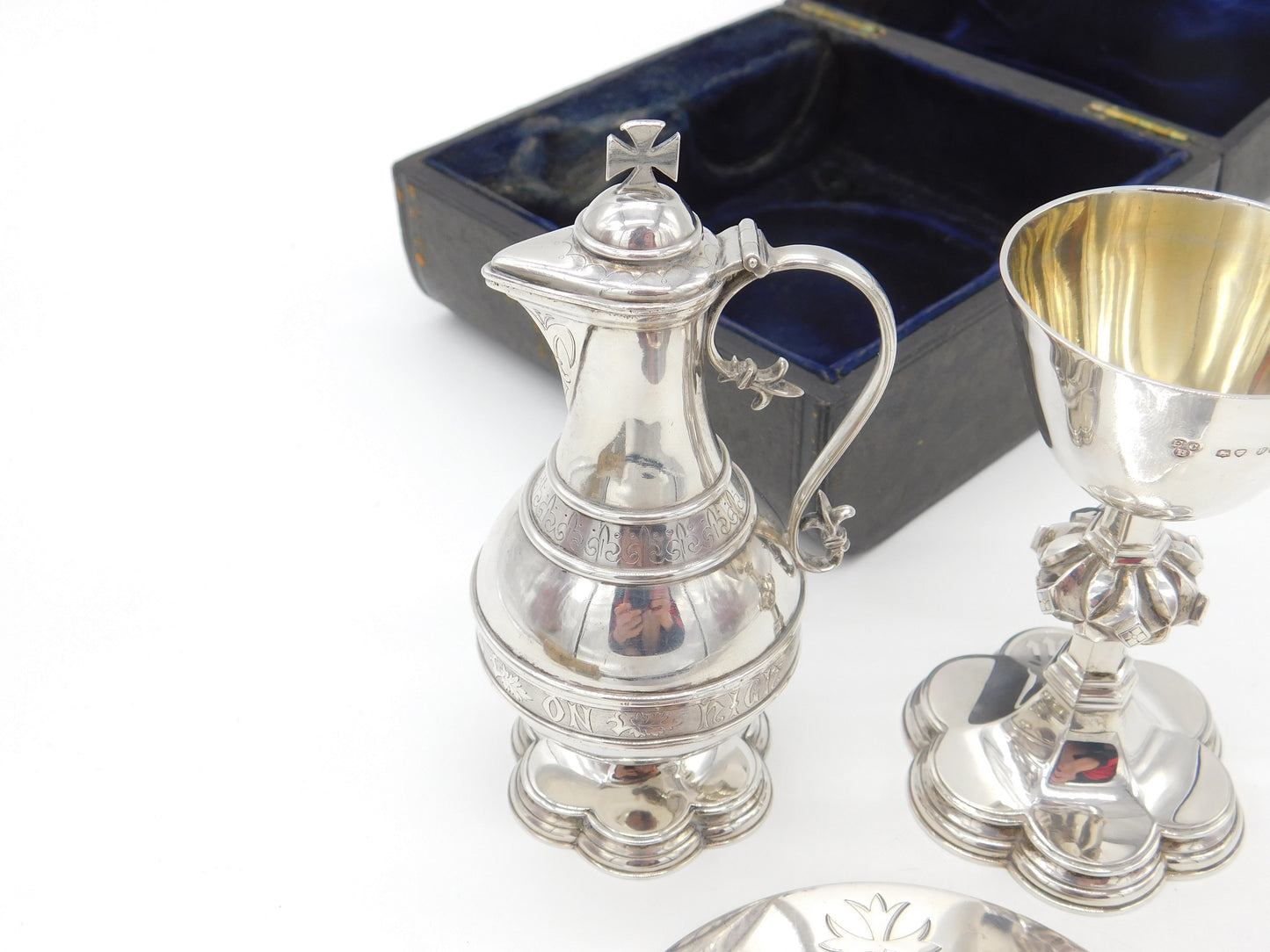 Boxed Victorian Sterling Silver Travelling Communion Set Antique 1877 London