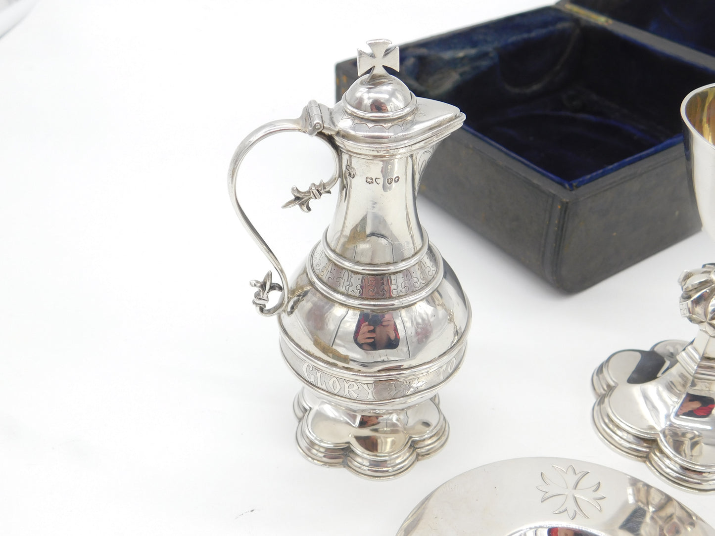 Boxed Victorian Sterling Silver Travelling Communion Set Antique 1877 London