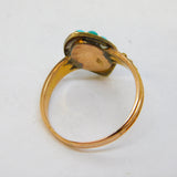 Victorian 18ct Yellow Gold, Turquoise, Seed Pearl Dress Ring Antique c1840