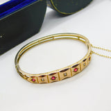 Victorian 15ct Yellow Gold, Diamond & Garnet Bangle Bracelet c1880 Boxed Antique