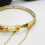 Victorian 15ct Yellow Gold, Diamond & Garnet Bangle Bracelet c1880 Boxed Antique