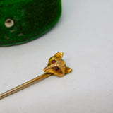 Victorian 15ct Gold Ruby Eye Set Fox Mask Hunting Interest Stick Pin Antique c1890