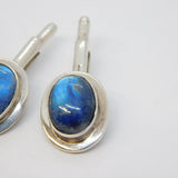 Scottish Sterling Silver Cabochon Labradorite Gents Cufflinks Vintage 2000 Edinburgh