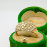 9ct Yellow Gold & Diamond Set Cluster Dress Ring Vintage c1970 Birmingham