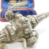 Victorian Sterling Silver Baby Rattle, Whistle & Teether 1865 Birmingham Antique