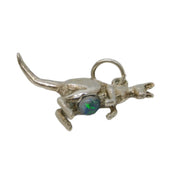 Australian Sterling Silver & Opal Set Kangaroo Charm Pendant Vintage c1970