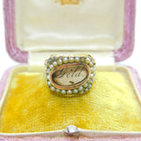 Georgian 9ct Gold & Seed Pearl Mourning Ring 'Mrs Ann Baker, Apr. 1811' Antique