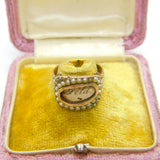 Georgian 9ct Gold & Seed Pearl Mourning Ring 'Mrs Ann Baker, Apr. 1811' Antique