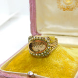 Georgian 9ct Gold & Seed Pearl Mourning Ring 'Mrs Ann Baker, Apr. 1811' Antique