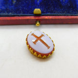 Victorian 15ct Yellow Gold Carved Sardonyx Cross Seal Intaglio c1850 Antique