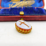Victorian 15ct Yellow Gold Carved Sardonyx Cross Seal Intaglio c1850 Antique