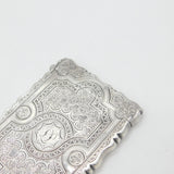 Early Victorian Sterling Silver Floral Pattern Card Case 1857 Birmingham George Unite