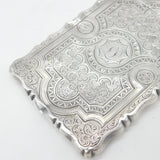 Early Victorian Sterling Silver Floral Pattern Card Case 1857 Birmingham George Unite