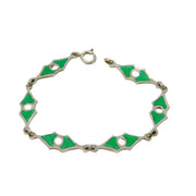 Italian Sterling Silver & Guilloche Enamel Reversible Bracelet Vintage c1990