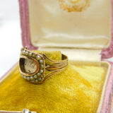 Georgian 9ct Gold & Seed Pearl Mourning Ring 'Mrs Ann Baker, Apr. 1811' Antique
