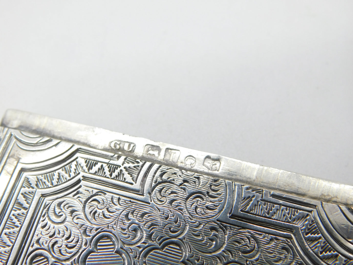 Early Victorian Sterling Silver Floral Pattern Card Case 1857 Birmingham George Unite