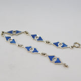 Italian Sterling Silver & Guilloche Enamel Reversible Bracelet Vintage c1990