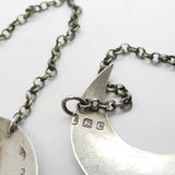 Pair of Georgian Sterling Silver Crescent Whisky & Brandy Decanter Labels 1798