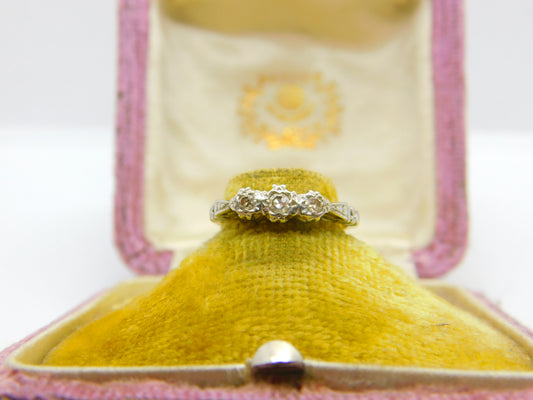 Victorian 18ct Yellow Gold 0.2ct Diamond Three-Stone Ring c1890 Antique