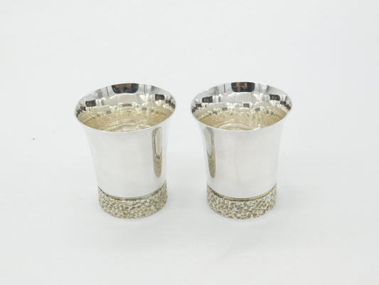 Pair of Sterling Silver Thistle Style Whisky Tot Cups 1973 Birmingham Vintage