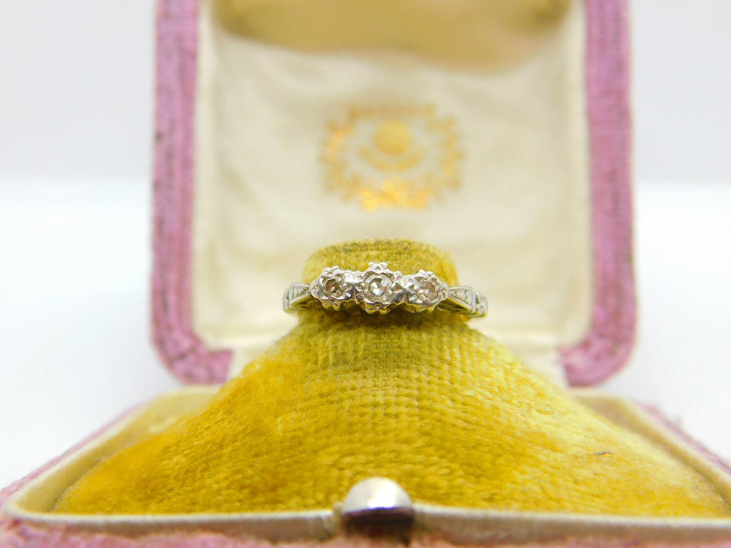 Victorian 18ct Yellow Gold 0.2ct Diamond Three-Stone Ring c1890 Antique