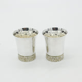 Pair of Sterling Silver Thistle Style Whisky Tot Cups 1973 Birmingham Vintage
