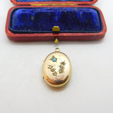 Victorian 9ct Rose Gold Back & Front, Seed Pearl & Turquoise Locket c1860
