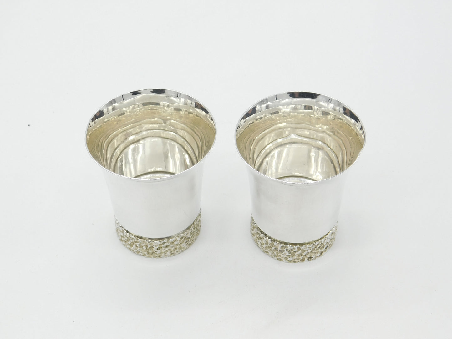 Pair of Sterling Silver Thistle Style Whisky Tot Cups 1973 Birmingham Vintage