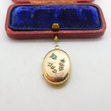 Victorian 9ct Rose Gold Back & Front, Seed Pearl & Turquoise Locket c1860