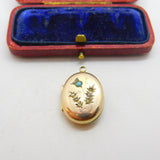 Victorian 9ct Rose Gold Back & Front, Seed Pearl & Turquoise Locket c1860