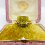 9ct Yellow Gold, Sapphire & Diamond Band Ring Vintage c1980 Sheffield