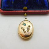 Victorian 9ct Rose Gold Back & Front, Seed Pearl & Turquoise Locket c1860