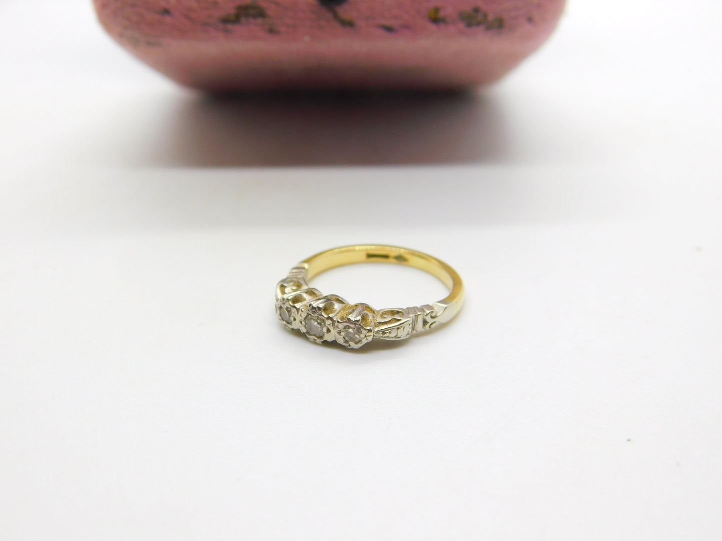 Victorian 18ct Yellow Gold 0.2ct Diamond Three-Stone Ring c1890 Antique