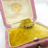 9ct Yellow Gold, Sapphire & Diamond Band Ring Vintage c1980 Sheffield